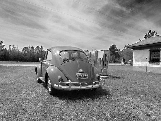1960 VW Volkswagen Beetle at Old Gas Pumps by Tim Oliver Photography