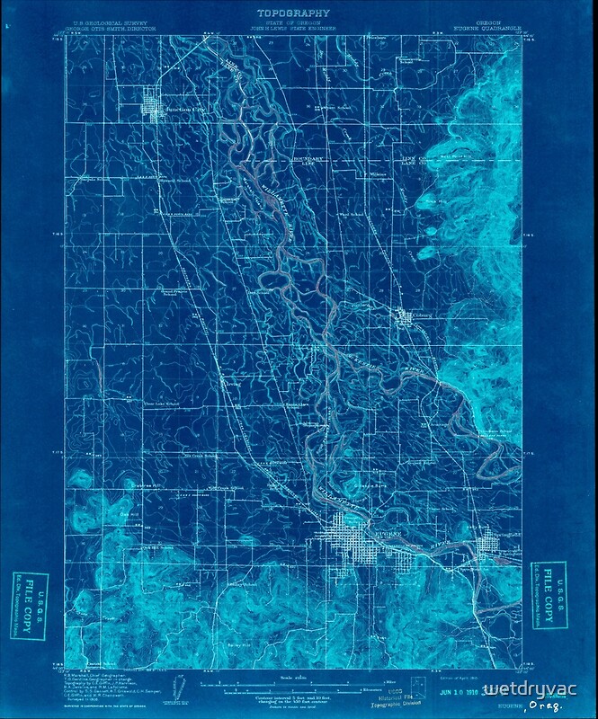 Usgs Topo Map Oregon Eugene 282480 1910 62500 Inverted Posters By Wetdryvac Redbubble 6369