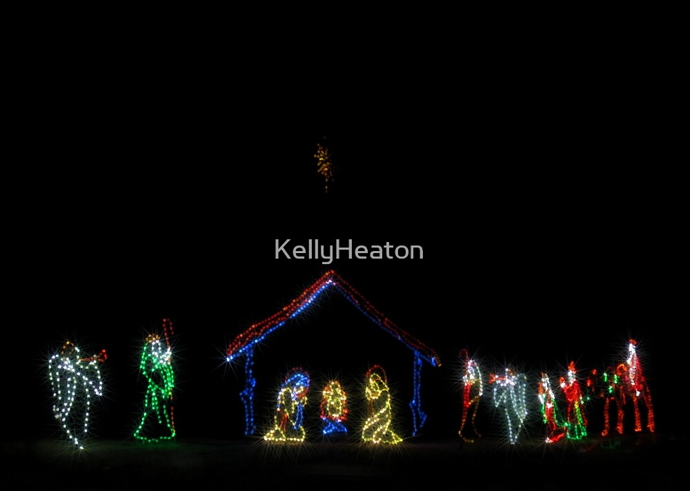 quot christmas lights nativity quot by kellyheaton redbubble quot christmas lights nativity quot by kellyheaton redbubble