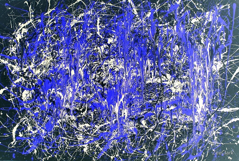 Abstract Jackson Pollock Painting Original Art Titled Blue Dance By