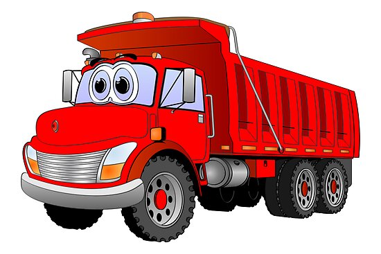 "Red Dump Truck 3 Axle Cartoon" by Graphxpro | Redbubble