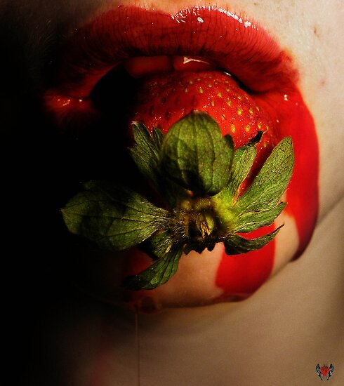 Lips Eating Strawberries