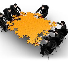 3d business team work a puzzle by anadmist