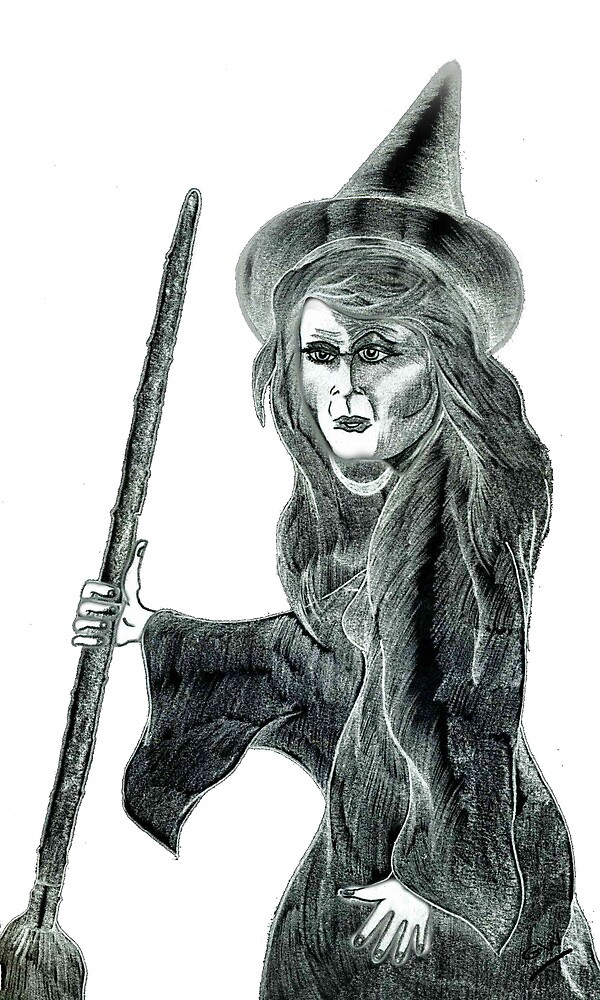 "Halloween Witch Pencil Drawing." by Grant Wilson Redbubble