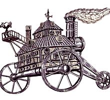 Art Moves the World surreal black and white pen ink drawing by Vitaliy Gonikman
