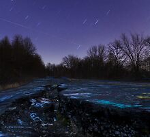 Deserted Highway After Dark by Mark Van Scyoc
