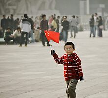 Young child on tian'anmen place by Denis Charbonnier