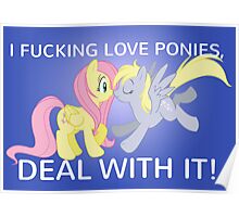 I Love Ponies! With Text Poster