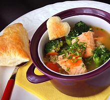Salmon, Pearl Barley and Broccoli Soup by SmoothBreeze7