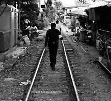 Walking the path (black and white) by Karl David Hill