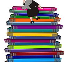 Whimsical Nun Art "Nun and Books" by gailg1957