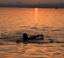 Swimming in the Ganges at Sunrise by SerenaB