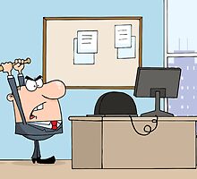 Angry Businessman With Baseball Bat In Office by ChudTsankov