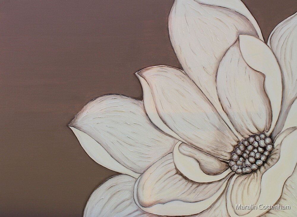 "Original acrylic painting of cream and mocha flower