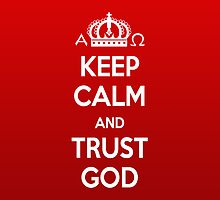 Religious Christian iPhone 4 Case Cover Keep Calm And Trust God Red by Lana Wynne