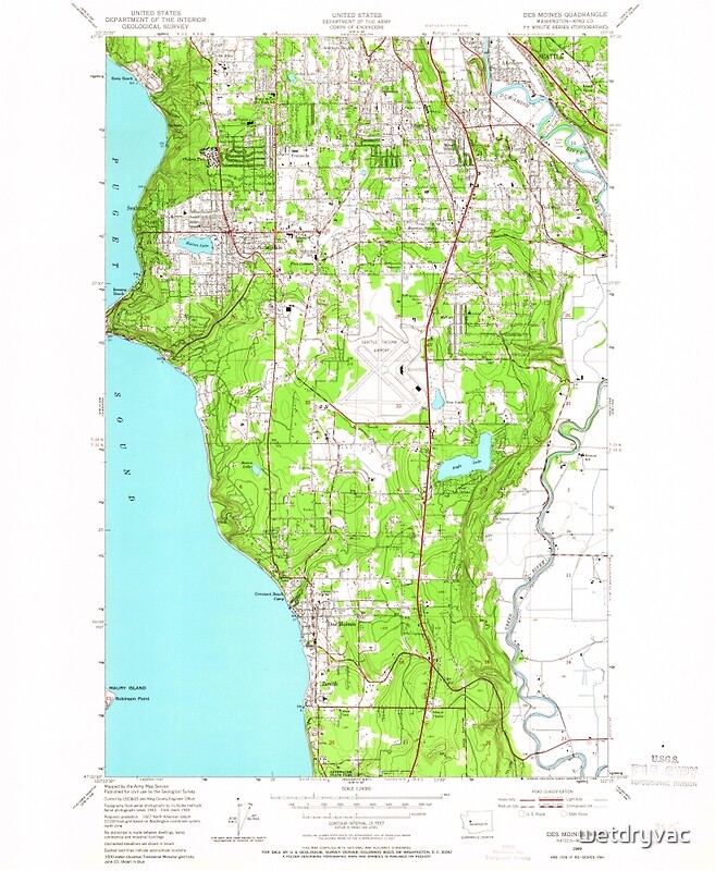 "USGS Topo Map Washington State WA Des Moines 240834 1949 24000