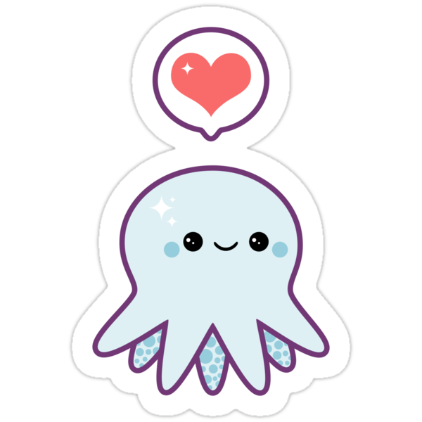 "Cute Blue Octopus" Stickers by sugarhai | Redbubble