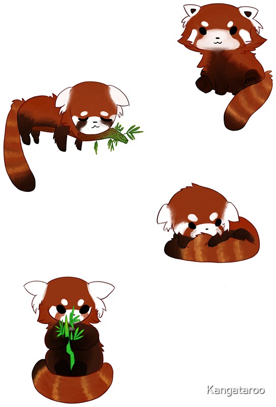 "Red Panda Chibi Stickers" Stickers by Kangataroo Redbubble