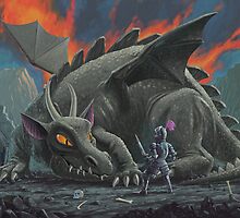 dragon looking at next meal by martyee