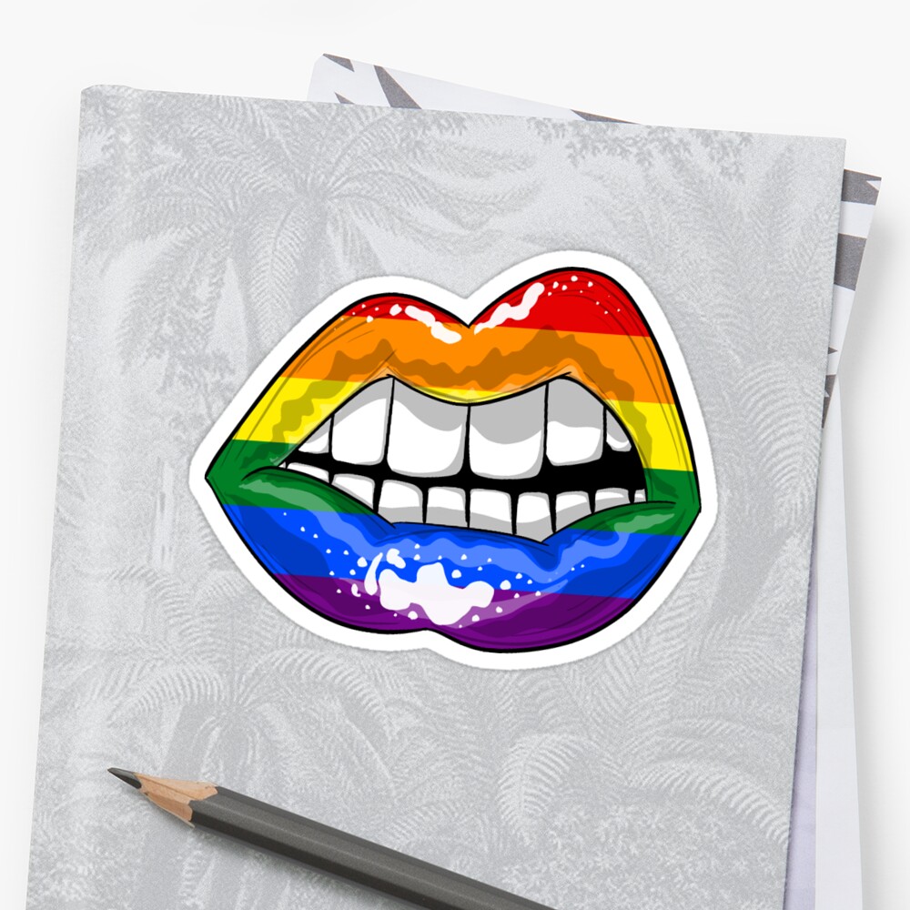 Rainbow Lgbt Pride Lips Gay Mlm Sticker By Serotonin Art Redbubble