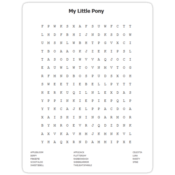 my-little-pony-word-search-stickers-by-eeveemastermind-redbubble