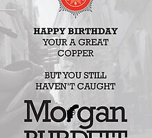 Morgan Burdett Copper Birthday Card by springwoodbooks