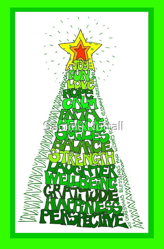 "Blessing Tree (with border)" Greeting Cards & Postcards by Sammy