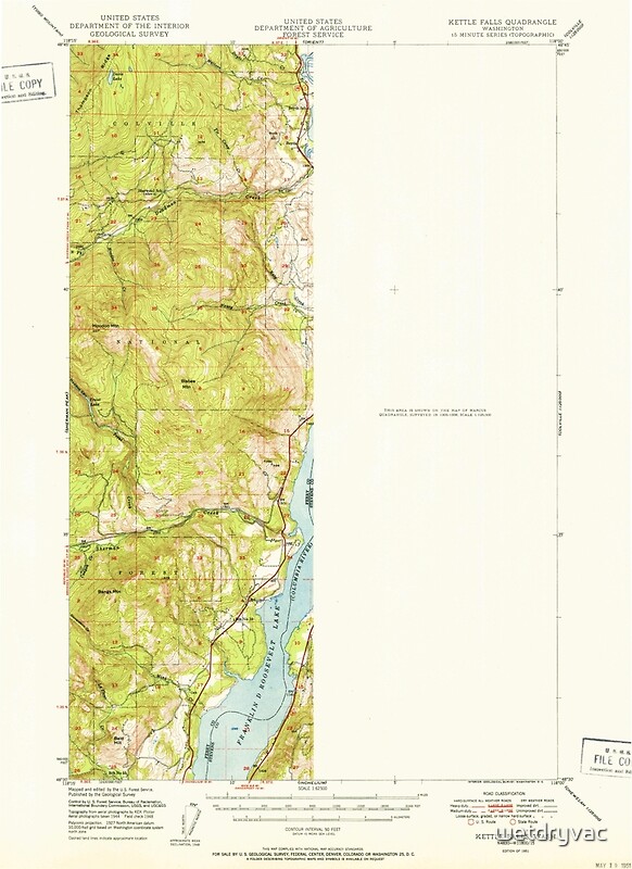 "USGS Topo Map Washington State WA Kettle Falls 241763 1951 62500