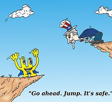 Euroman and Uncle Sam economics cartoon by Binary-Options