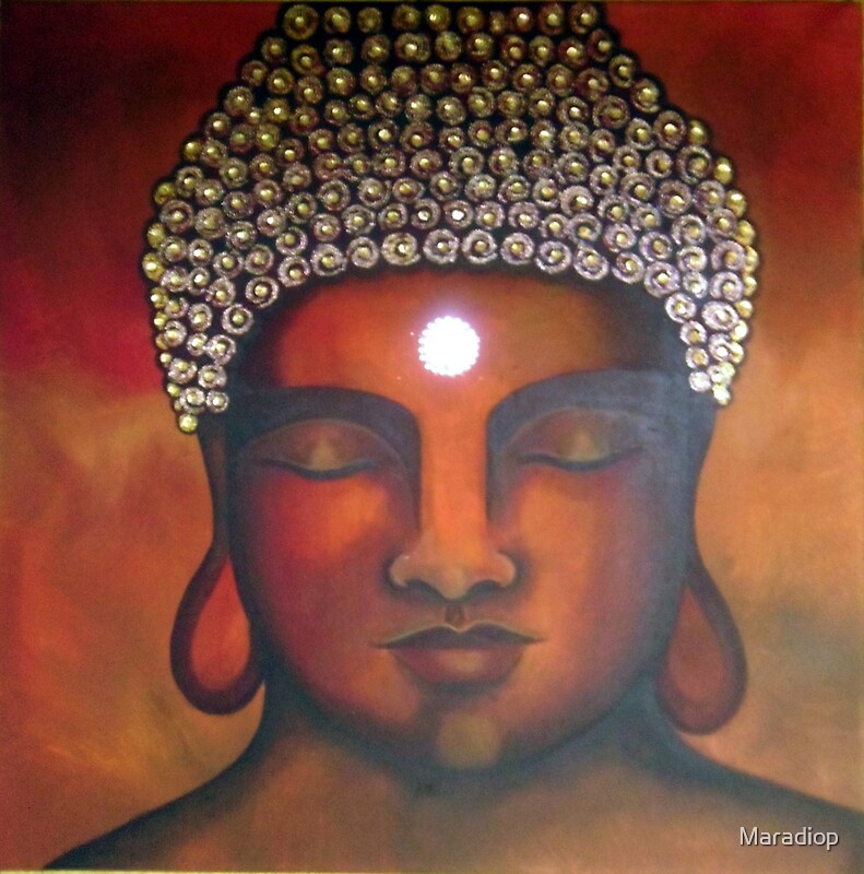 Buddha Sunset Original Painting By Maradiop Redbubble