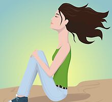 girl sits on the ground by Marishkayu