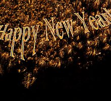 Happy New Year 2014 Gold Fireworks by Mariannne Campolongo