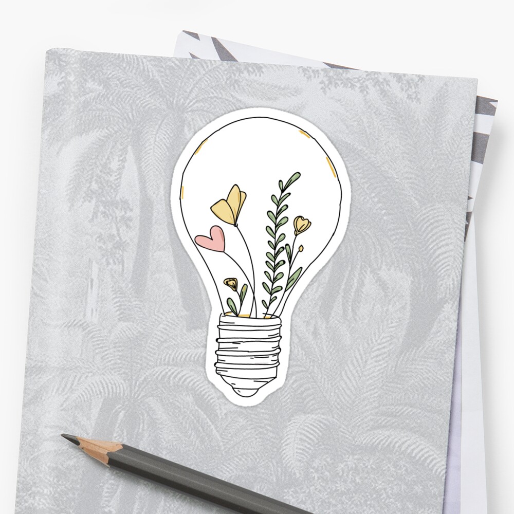 Sticker Lightbulb With Floral Effect Aesthetic Sticker Par Omo