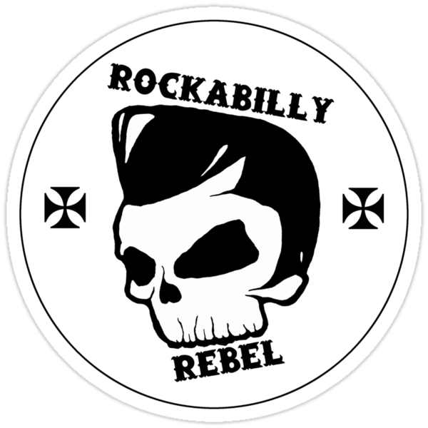 Rockabilly Rebel White Skull Stickers By Potty Redbubble