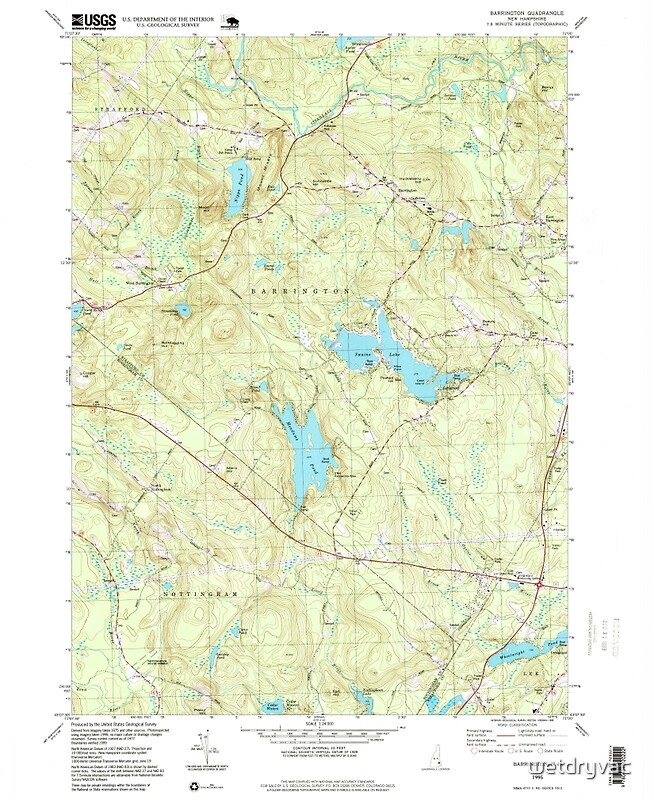 "USGS TOPO Map New Hampshire NH Barrington 329472 1995 24000" Posters