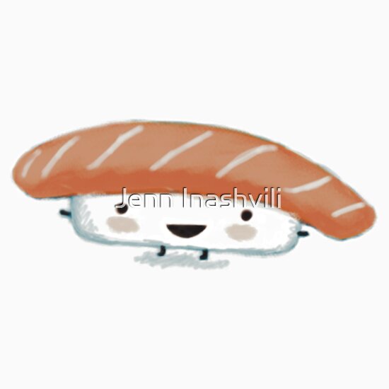 Salmon Sushi Kawaii Character Stickers By Jenn Inashvili Redbubble