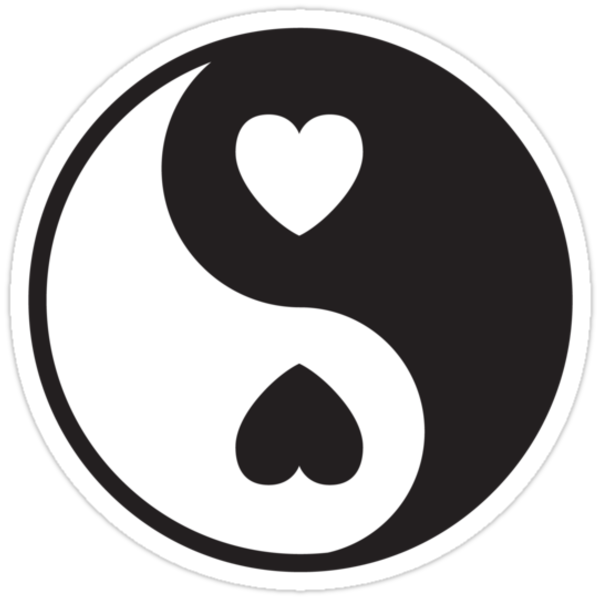 Ying Yang Hearts Stickers By Laundryfactory Redbubble 