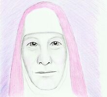 Pink Nun - Pencil Portrait by Janette Oakman