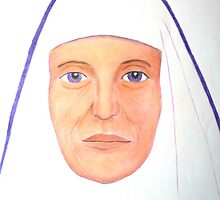 Purple Nun - Pencil Portrait by Janette Oakman