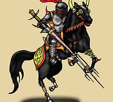 BLACK KNIGHT ON HORSE by squigglemonkey
