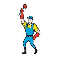 Super Plumber Wielding Plunger Cartoon by patrimonio