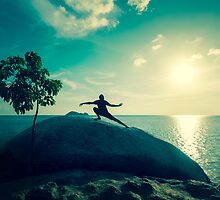 Sunset Tai Chi in Turquoise by visualspectrum