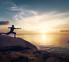 Warrior Yoga by the Ocean by visualspectrum