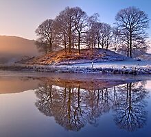 Clearing mist and reflections - River Brathay by Dave Lawrance