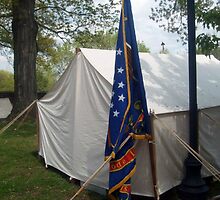 Civil War Officers Tent, Rhode Island Regiment Flag by Jane Neill-Hancock
