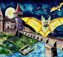 Halloween Landscape with Bats and Transylvanian Castle by ivDAnu