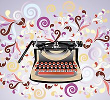 Creative typewriter in retro style with colorful swirls by schtroumpf2510