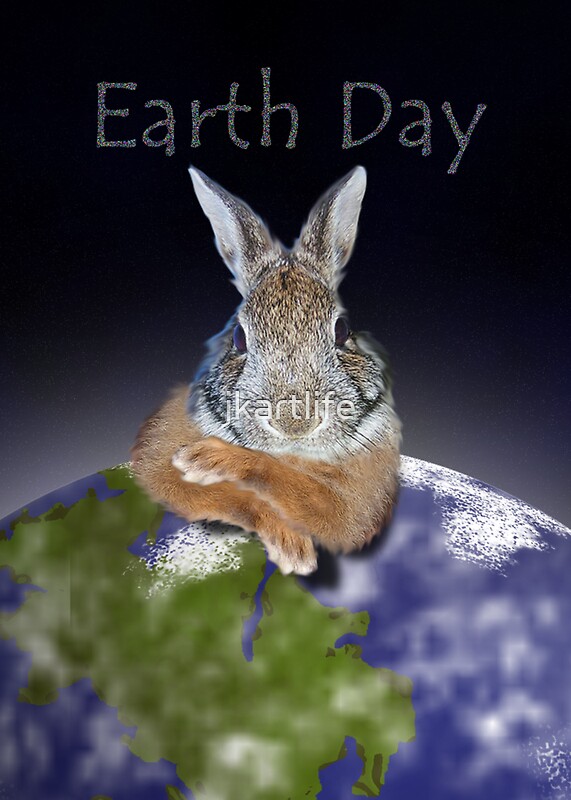 "Earth Day Bunny Rabbit" Greeting Cards by jkartlife Redbubble