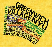 Typographic Greenwich Village Map, NYC by icoNYC