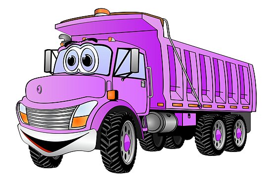 purple garbage truck